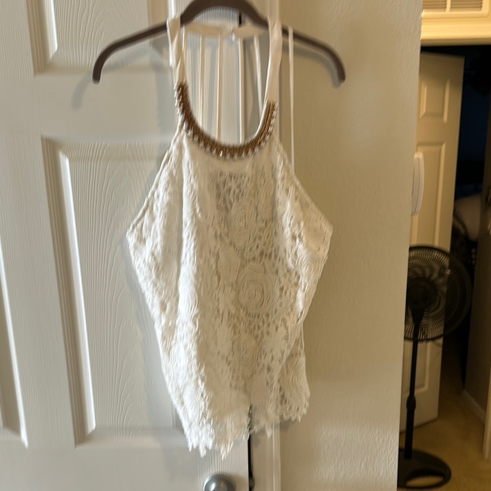 VENUS White Crochet Camisole Sleeveless Top
